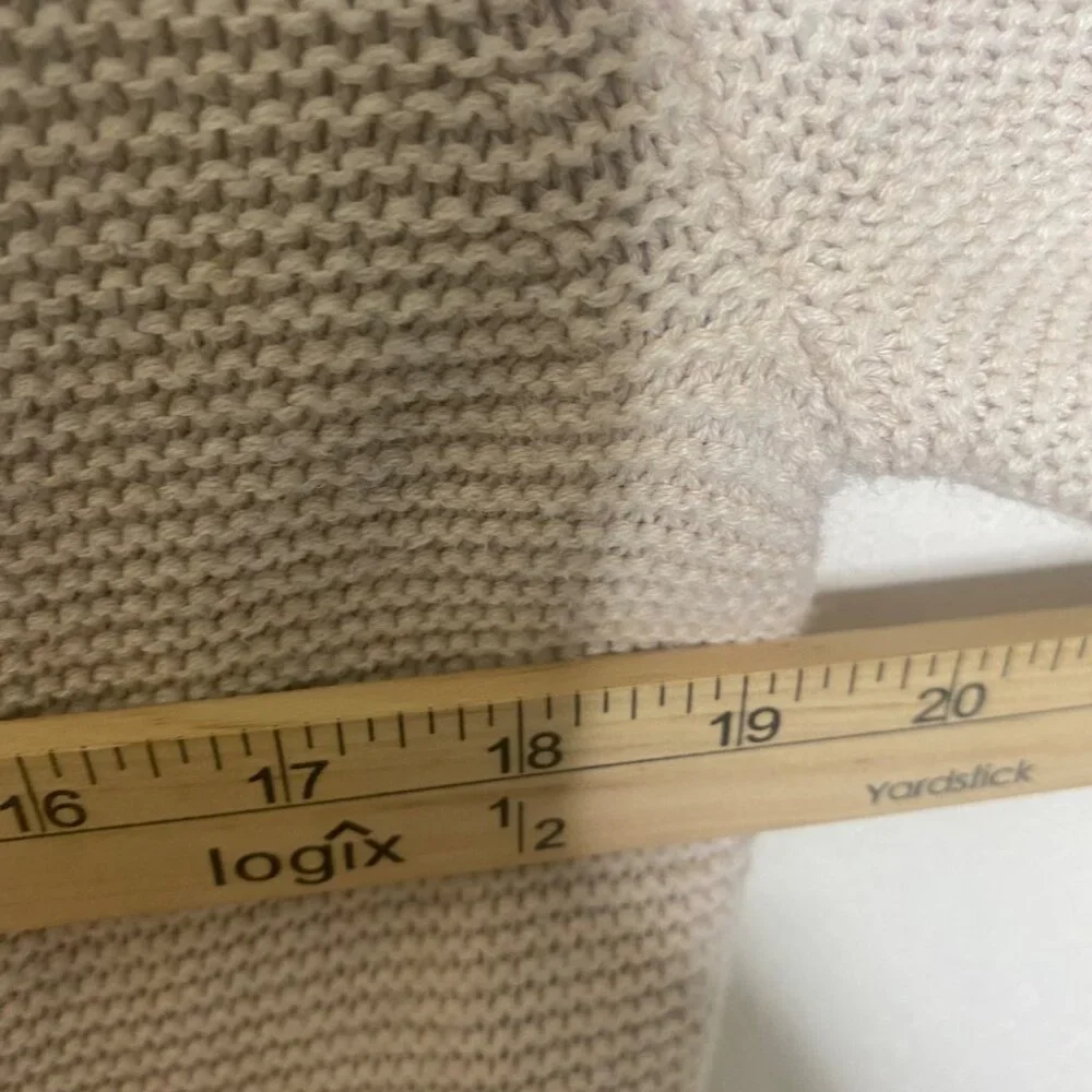 J.Crew Wool Blend Turtleneck Sweater Womens L Beige Tan Knit Granola‎ Fisherman